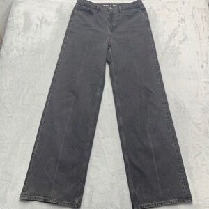 Old Navy Womens Extra High Rise Wide Leg Jeans Gray Tall Size 10